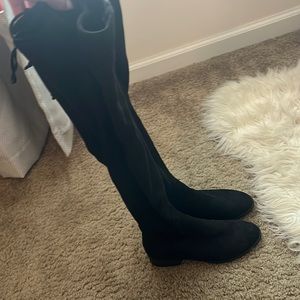 Suede thigh high boots